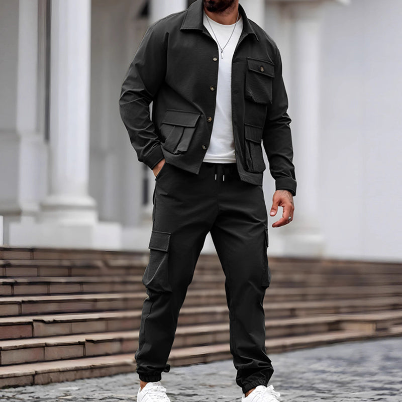 Men’s Retro Jacket & Cargo Pants 2-Piece Set (50% OFF)