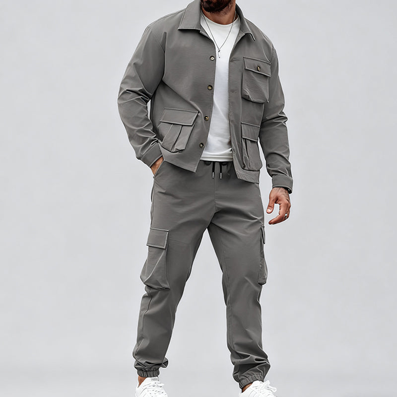 Men’s Retro Jacket & Cargo Pants 2-Piece Set (50% OFF)