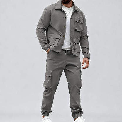 Men’s Retro Jacket & Cargo Pants 2-Piece Set (50% OFF)