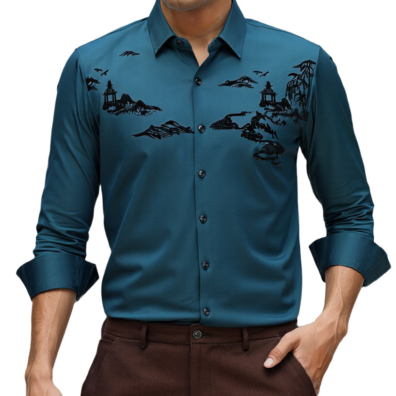 Men’s Classic Oriental Landscape Thermal Shirt
