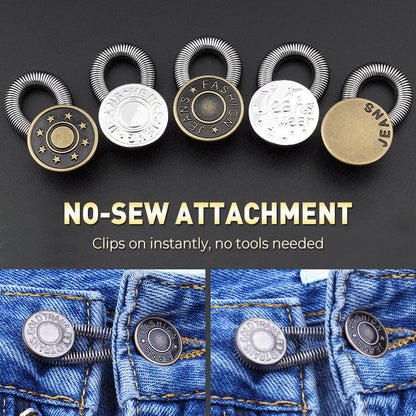 Spring-Loaded Metal Waist Extender Button for Jeans