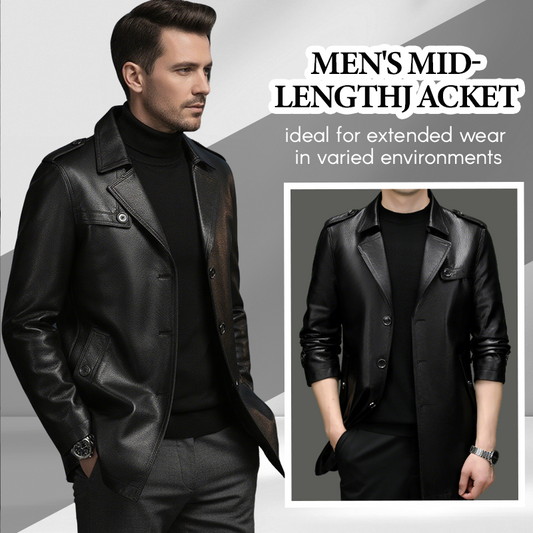 Men's Mid-Length Faux Leather Coat(50% OFF)