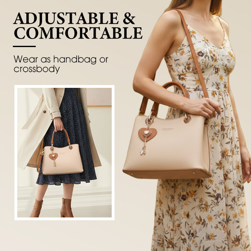 Elegant Women's Tote Bag With Shining Heart Charm