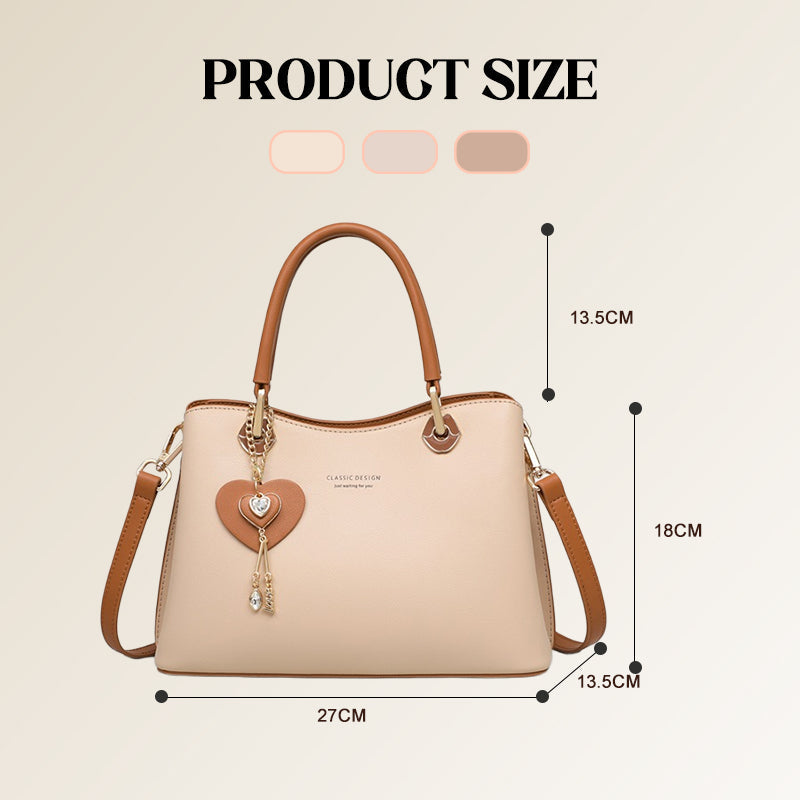 Elegant Women's Tote Bag With Shining Heart Charm