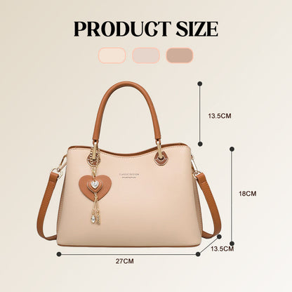 Elegant Women's Tote Bag With Shining Heart Charm