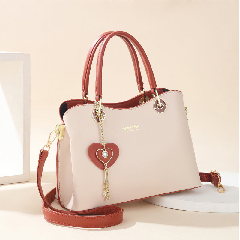 Elegant Women's Tote Bag With Shining Heart Charm