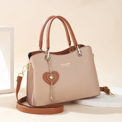Elegant Women's Tote Bag With Shining Heart Charm