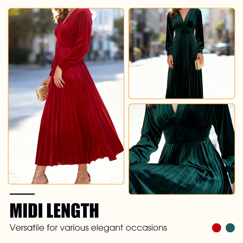 Women's Elegant V-Neck Waist- Cinching Dress （50% OFF）