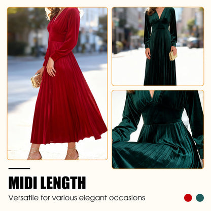 Women's Elegant V-Neck Waist- Cinching Dress （50% OFF）