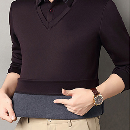Men's Plush-Lined Faux 2-Piece Winter Shirt