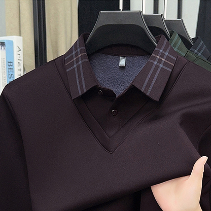 Men's Plush-Lined Faux 2-Piece Winter Shirt