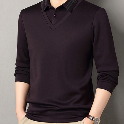 Men's Plush-Lined Faux 2-Piece Winter Shirt