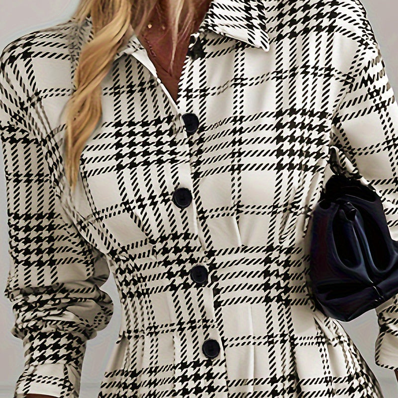 Women’s Graceful Plaid A-Line Shirt Dress