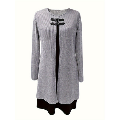 💃🌸Women's Faux Two-Piece A-Line Knee-Length Dress