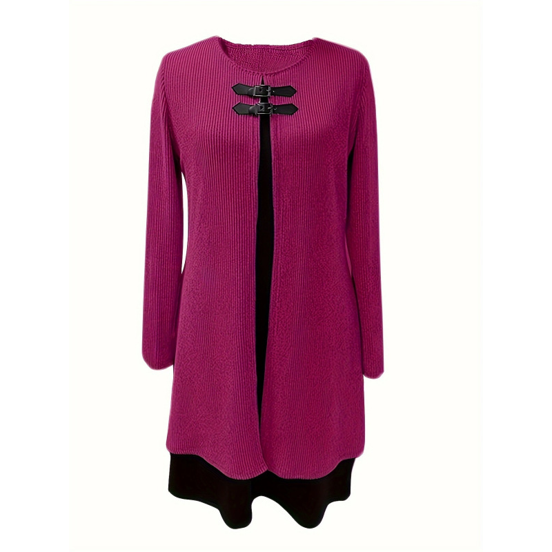 💃🌸Women's Faux Two-Piece A-Line Knee-Length Dress