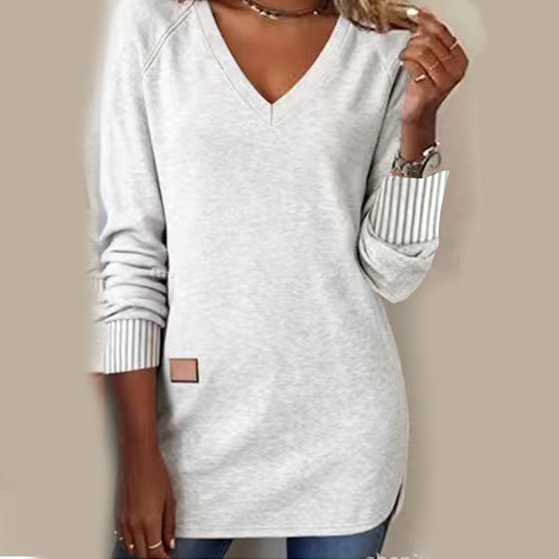 Casual V-Neck Mid-Length Top for Women