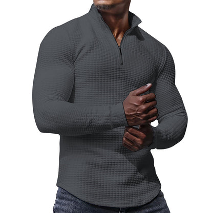 Men's Stand Collar Half-Zip Long Sleeve Sweatshirt