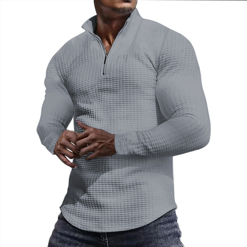 Men's Stand Collar Half-Zip Long Sleeve Sweatshirt