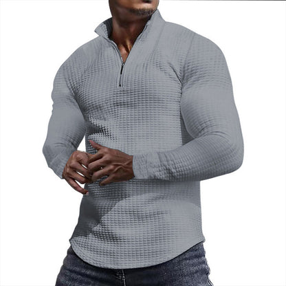 Men's Stand Collar Half-Zip Long Sleeve Sweatshirt
