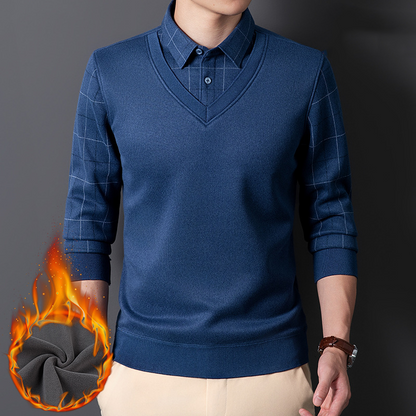 Men’s Casual Thermal Faux Two-Piece Shirt