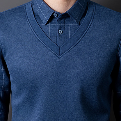 Men’s Casual Thermal Faux Two-Piece Shirt
