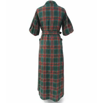 Women's Casual Plaid Maxi Shirt Dress