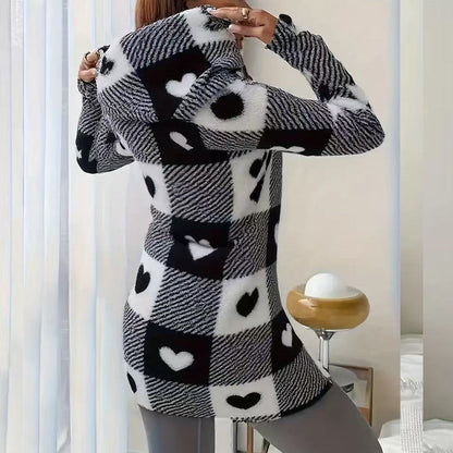 Women's Plaid Zip-Up Hooded Jacket