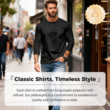 😎New Arrival🔥Men’s Slim Fit Henley Long Sleeve T-Shirt