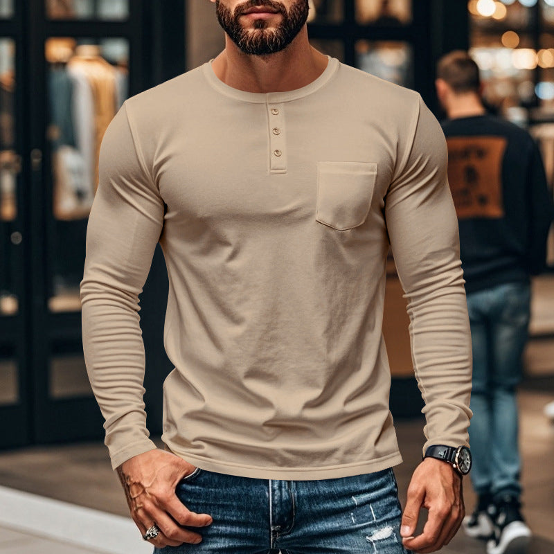 😎New Arrival🔥Men’s Slim Fit Henley Long Sleeve T-Shirt