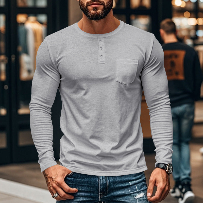 😎New Arrival🔥Men’s Slim Fit Henley Long Sleeve T-Shirt