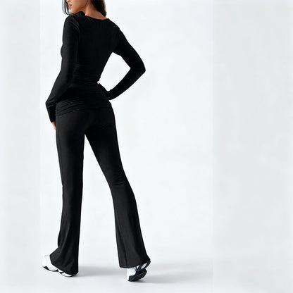 👚 60% OFF! 💫 WOMEN'S 2-PC CROP TOP SET - Flowy High-Low Hem & Wide-Leg Pants, Soft Breathable Fabric for Yoga and Casual Wear 🌸🧘‍♀️