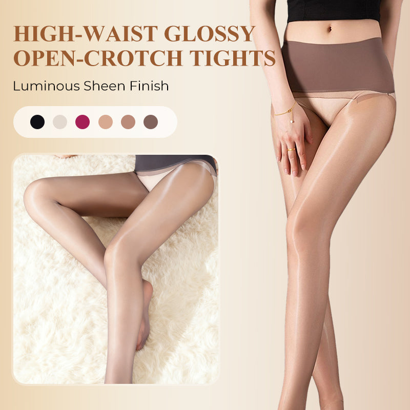 ✨ BUY 2 GET 1 FREE! ✨ High-Waist Glossy Tights – Open-Crotch, Ultra-Thin, Luminous ✨