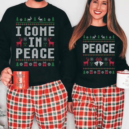 Women's "Peace" Christmas Print Crewneck Sweatshirt