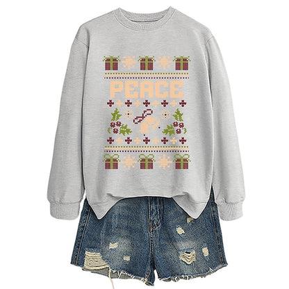 Women's "Peace" Christmas Print Crewneck Sweatshirt
