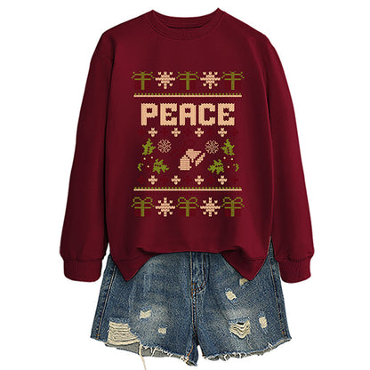 Women's "Peace" Christmas Print Crewneck Sweatshirt