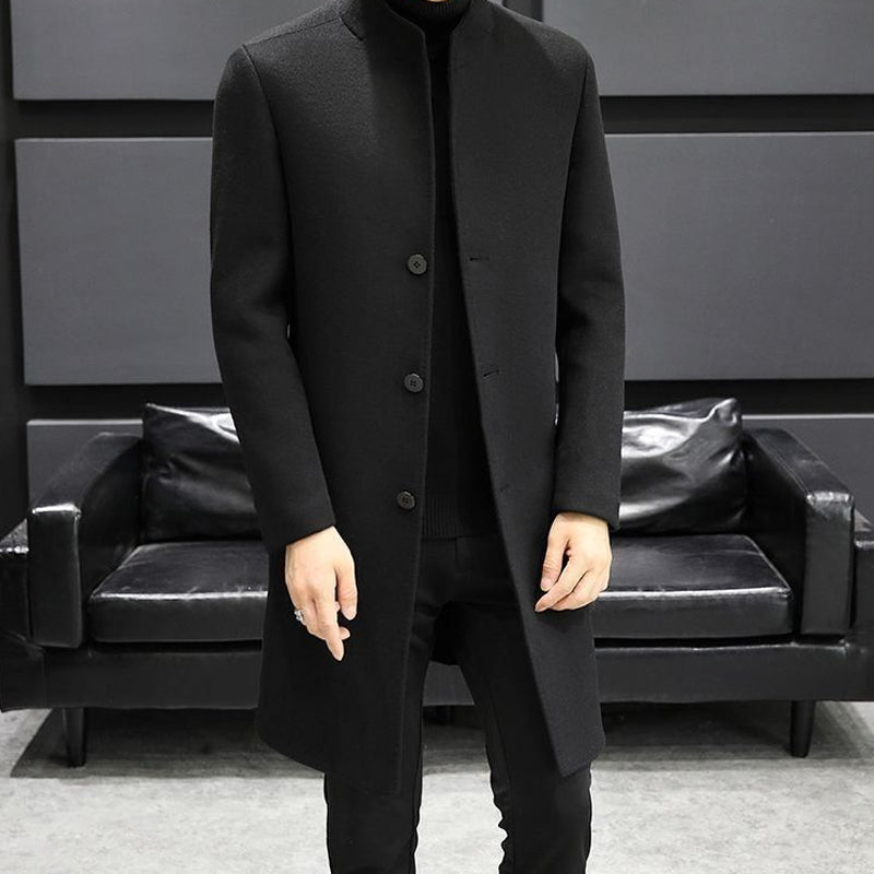 Men's Warm Mid-Length Stand-Collar Coat