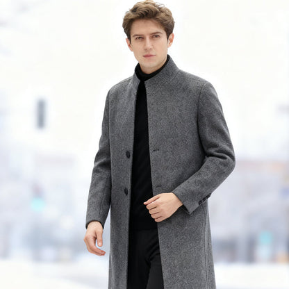 Men's Warm Mid-Length Stand-Collar Coat