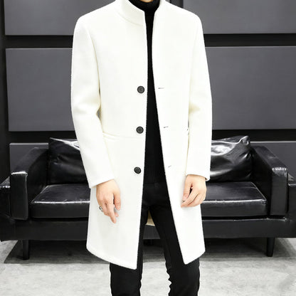 Men's Warm Mid-Length Stand-Collar Coat