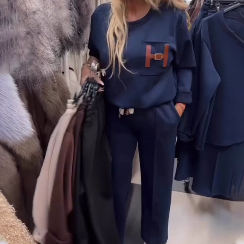 Casual Loungewear Set with H Accent