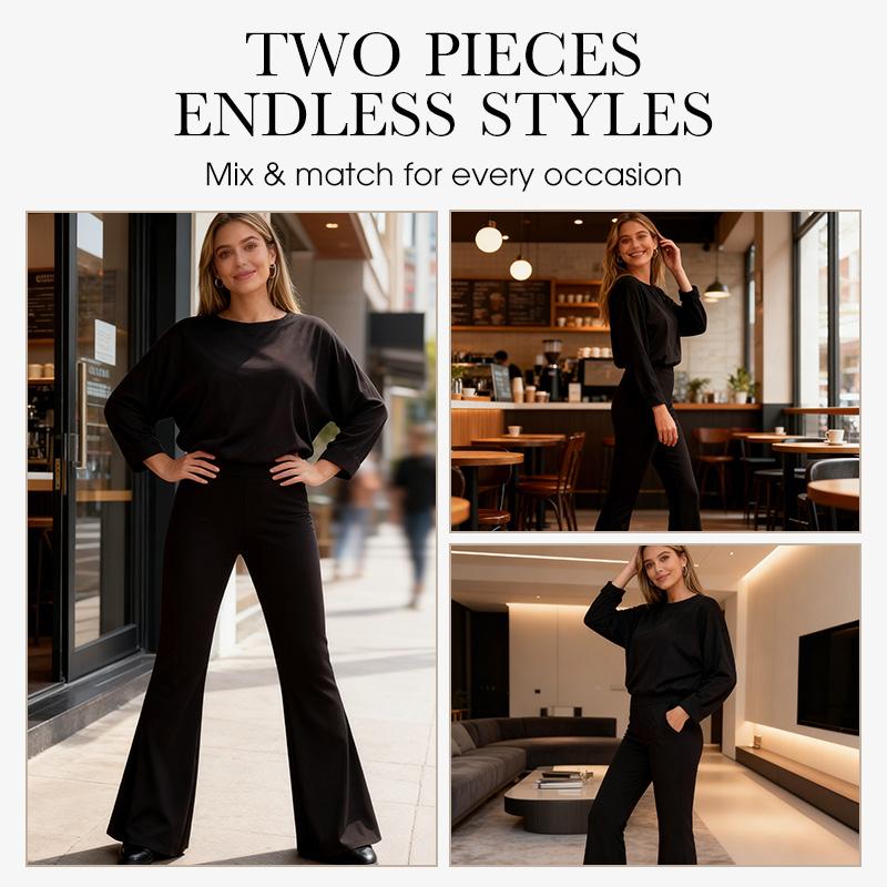 Women’s Causal Top & Wide-Leg Pants 2-Piece Set