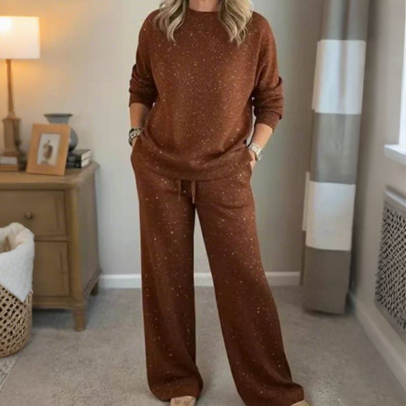 Women's Glitter Pullover Sweater & Pants 2-Piece Set