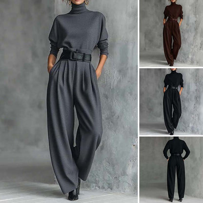 💜 LAST DAY PROMOTION - 50%OFF💜Women’s Elegant Turtleneck Top & High-Waist Pants Set