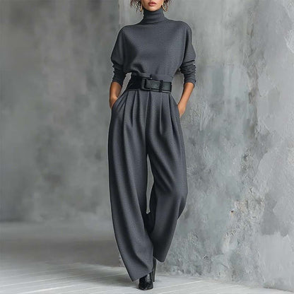 💜 LAST DAY PROMOTION - 50%OFF💜Women’s Elegant Turtleneck Top & High-Waist Pants Set