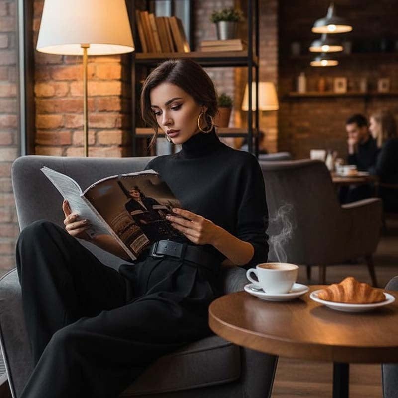 💜 LAST DAY PROMOTION - 50%OFF💜Women’s Elegant Turtleneck Top & High-Waist Pants Set