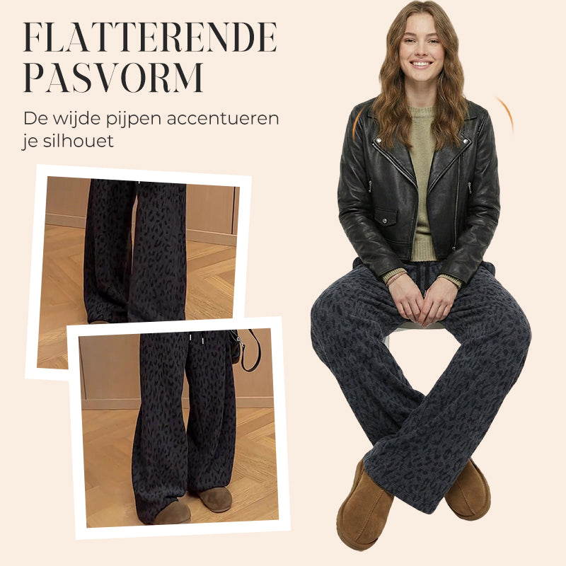 Women's Leopard Print Wide Leg Sweatpants