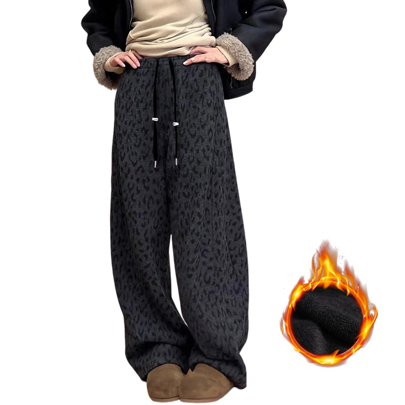 Women's Leopard Print Wide Leg Sweatpants