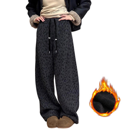 Women's Leopard Print Wide Leg Sweatpants