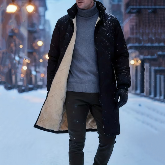 Men's Mid-Length Winter Padded Coat With Plush Lining🚛Free Shipping