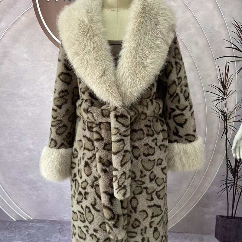 🧥Women's Leopard Print Fluffy Faux Fur Coat with Belt（50% OFF）