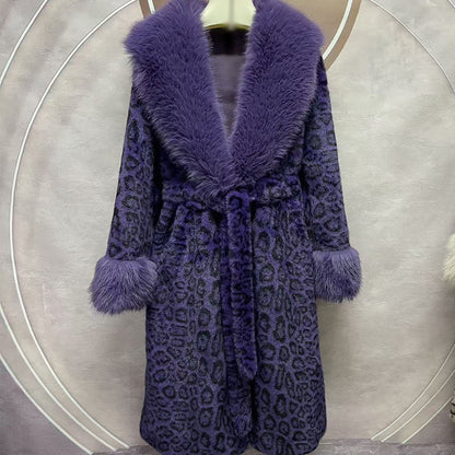 🧥Women's Leopard Print Fluffy Faux Fur Coat with Belt（50% OFF）